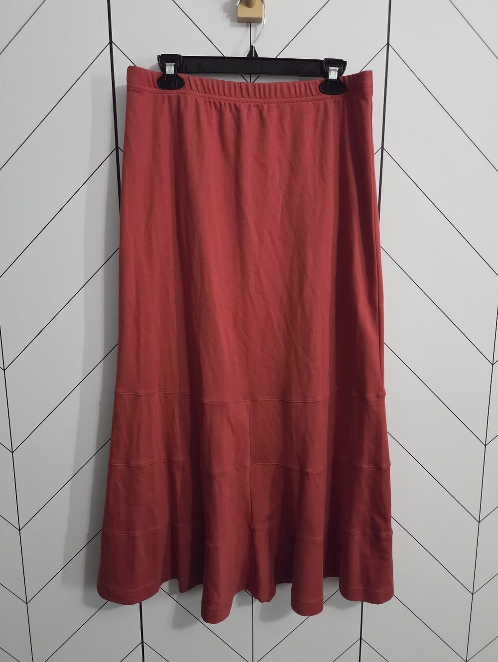 NWT Peruvian Connection Terracotta Trumpet Skirt Pima Cotton Knit Maxi, Size L